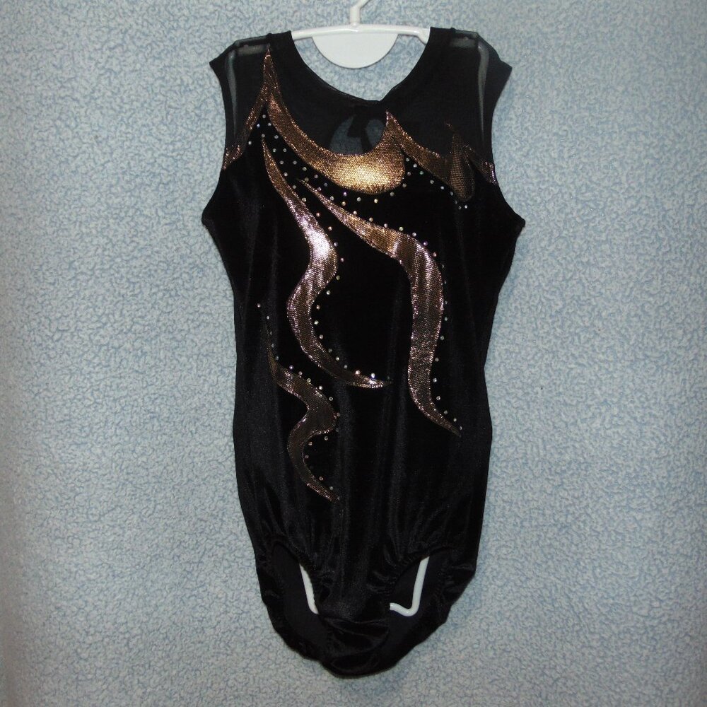 Black Velvet Gold Foil Leotard
